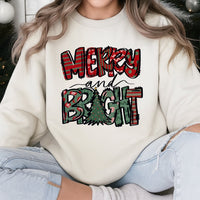 Holiday Graphic Tree Sweater, Merry and Bright Christmas Sweatshirt, Festive Christmas Tree Crewneck, Comfy Winter Holiday Pullover
