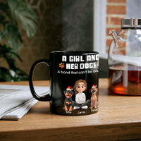 A Girl and Her Dogs Christmas Coffee Cup, Dog Mom Ceramic Mug, Winter Pet Lover Drinkware, Adorable Holiday Present for Puppy Mama Women