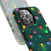 Colorful Holiday Bulb Pattern Phone Case, Christmas Lights Phone Case, Festive Winter Tree Lights Phone Cover, Merry Xmas iPhone Case Present