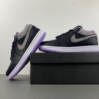 Retro Low Top Sneakers, Black Purple Colorway, Lace Up Design, Casual Gift for Sneaker Fans