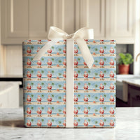 Beach Christmas Gift Wrap, Tropical Santa Wrapping Paper, Watercolor Coastal Santa Wrapping Paper, Palm Tree Holiday Gift Wrap, Seaside Wrap