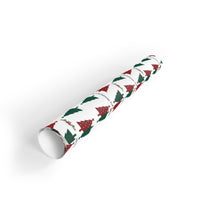 Red and Green Holiday Wrapping Paper, Christmas Tree Wrapping Paper, Festive Winter Gift Wrapping Paper, Traditional Xmas Present Wrap Roll