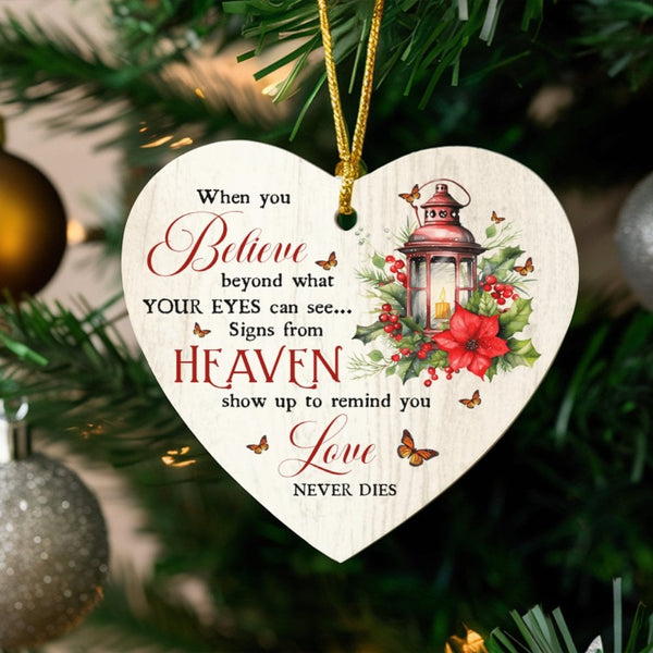 Memorial Butterfly Lantern Keepsake Ornament, Signs from Heaven Ceramic Heart Ornament, Sympathy Christmas Ornament, Loss of 