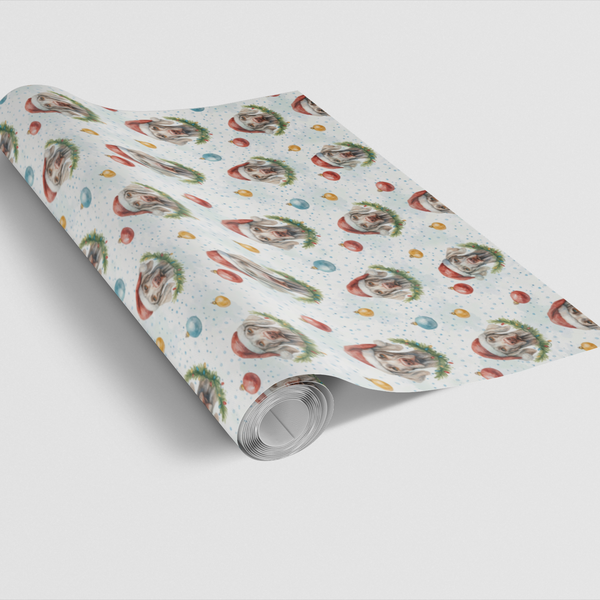 Watercolor Dog Holiday Gift Wrap, Weimaraner Christmas Wrapping Paper, Festive Canine Present Paper, Adorable Pet Breed Winte