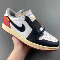 Retro Low Top Sneakers, White Black Red Colorway, Leather Footwear, Lace Up Design, Casual Gift for Sneaker Fans