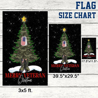 Camo Tree Military Boots Flag, Merry Veteran Christmas Garden Flag, Double-Sided Veterans Day Holiday Flag, Patriotic Military Present