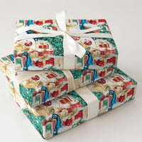 Watercolor Holiday Bird Gift Wrap, Christmas Peacock Wrapping Paper, Elegant Festive Present Paper, Botanical Xmas Gift Wrapping Roll