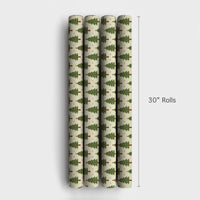 Retro Green Pine Tree Gift Wrap, Christmas Tree Wrapping Paper, Holiday Snowflake Wrapping Paper, Adorable Seasonal Xmas Gift Wrap Roll
