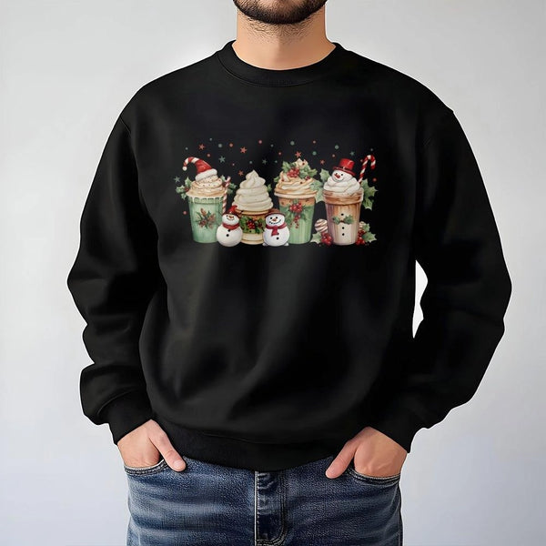 Snowman Latte Sweater, Christmas Coffee Sweatshirt, Holiday Coffee Crewneck, Adorable Winter Coffee Sweatshirt, Xmas Coffee L