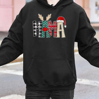 Plaid Reindeer Antler Hoodie, Mama Christmas Hoodie, Festive Mama Holiday Hoodie, Comfy Reindeer Hooded Sweatshirt, Xmas Present for Mom