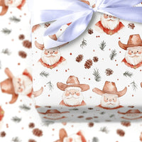 Rustic Christmas Wrapping Paper, Western Cowboy Santa Wrapping Paper, Country Holiday Gift Wrap, Rodeo Western Gift Wrapping Paper Roll