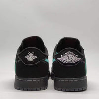 Low Top Sneakers, Black Teal Colorway, Reverse Hook Design, Lace Up Design, Casual Gift for Sneaker Fans