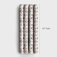 Santa Hat Farm Animal Gift Wrap, Watercolor Christmas Sheep Wrapping Paper, Adorable Holiday Lamb Wrapping Paper, Secret Santa Xmas Gift Wrap