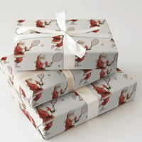 Santa Playing Tennis Gift Wrap, Tennis Santa Wrapping Paper, Sports Christmas Wrapping Paper, Humorous Tennis Player Holiday Gift Wrap Roll