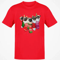 Humorous Xmas Pug Dog Shirt, Pug Christmas Socks T-Shirt, Holiday Animal Graphic Tee, Christmas Puppy Santa T-Shirt, Dog Lover Present
