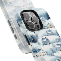 Snowy Christmas Town Cover, Watercolor Winter Village Phone Case, Dual Layer Tough Phone Case, Festive Holiday iPhone Case Present
