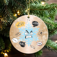 Humorous Rude Winter Ceramic Keepsake, Angry Snowflake Cursing Christmas Ornament, Sarcastic Adult Tree Decor, Secret Santa Joke Present