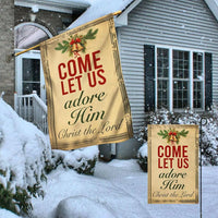 Religious Nativity Yard Flag, Come Let Us Adore Him Christmas Garden Flag, Double-Sided Winter Lawn Flag, Holiday Decor