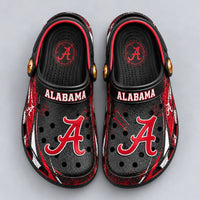 ALA Crimson Script - Distressed Graphic Clog in Black and Red
