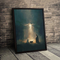 Jesus Birth Mary Joseph Canvas, Nativity Scene Canvas Wall Art, Holy Family Painting Canvas Print, Religious Christmas Wall Art, Faith Present