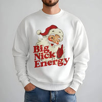 Retro Santa Christmas Holiday Crewneck, Big Nick Energy Sweatshirt, Sarcastic Xmas Graphic Pullover, Humorous Winter Party Present