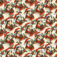 Winter Holly Star Dog Gift Wrap, Borzoi Christmas Wrapping Paper, Russian Hound Present Wrap Paper, Elegant Dog Breed Wrapping Paper Roll