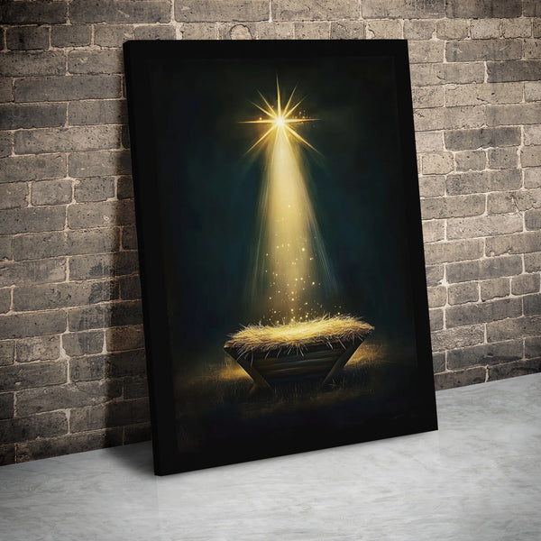 Star of Bethlehem Manger Canvas Print, Nativity Scene Canvas Wall Art, Religious Christmas Wall Decor, Holy Night Christian C