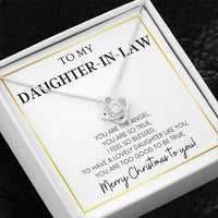 Love Knot Pendant Necklace, Daughter-in-Law Love Knot Necklace, 14k White Gold Finish Steel Necklace, Meaningful Christmas Present for Her