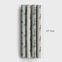 Coastal Holiday Gift Wrap, Snowy Palm Tree Christmas Wrapping Paper, Beach House Winter Wrapping Paper, Tropical Festive Present Wrap Roll