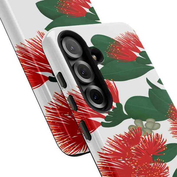 New Zealand Christmas Tree Phone Cover, Pohutukawa Flower Samsung Case, Red Botanical Floral Phone Case, Dual Layer Tough Kiw