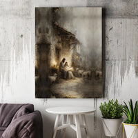 Holy Family Manger Canvas Wall Art, Nativity Scene Canvas Print, Religious Christmas Wall Decor, Christian Holiday Canvas Artwork Present