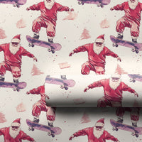Cool Skater Christmas Gift Wrap, Skateboarding Santa Wrapping Paper, Sunglasses Santa on Skateboard Wrapping Paper, Holiday Gift Wrap Roll