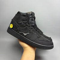 High Top Sneakers, Black Colorway, Strap Design, Casual Gift for Sneaker Fans