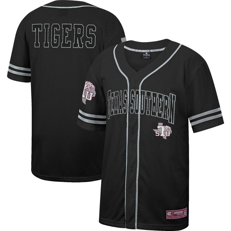 Texas Southern Tigers Free Spirited Mesh Button-Up Baseball Jersey - Black