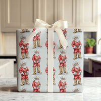 Western Christmas Gift Wrap, Cowboy Santa Wrapping Paper, Country Holiday Wrapping Paper, Rustic Santa Claus Gift Wrap Roll for Presents