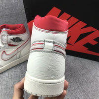 High Top Sneakers, White Red Colorway, Lace Up Design, Casual Gift for Sneaker Fans