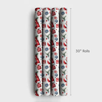 Watercolor Christmas Wrapping Paper Roll, Santa Rolling Dice Wrapping Paper, Tabletop Gamer Gift Wrap, Holiday Board Game Wrapping Paper