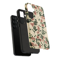 Vintage Botanical Berries Phone Cover, Christmas Holly Samsung Phone Case, Dual-Layer Tough Phone Case, Festive Winter Holiday Xmas Present