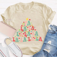 Retro Holiday Graphic Tee, Fa La La La Christmas Tree Shirt, Festive Christmas Vibes T-Shirt, Adorable Winter Holiday Apparel