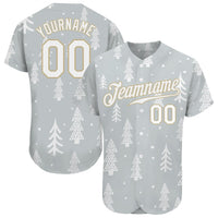 Snowy Pine Tree Pattern Jersey, Custom Christmas Baseball Jersey, Stitched Holiday Winter Jersey Shirt, Personalized Baseball Fan Present