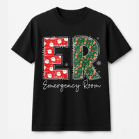 Festive Medical Staff Holiday Graphic Tee, ER Emergency Room Christmas T-Shirt, ER Nurse Doctor Xmas Shirt, Hospital Crew Gameday Tee