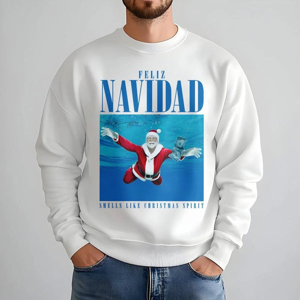 Humorous Rock Band Music Parody Crewneck, Feliz Navidad Santa Sweatshirt, Christmas Band Sweater, Holiday Graphic Pullover