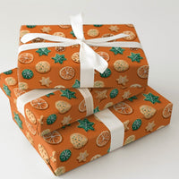 Dried Citrus Slice Wrapping Paper, Christmas Cookie Wrapping Paper, Watercolor Holiday Gift Wrap, Festive Baker Present Wrapping Paper Roll