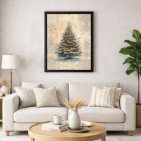 Glowing Lights Holiday Canvas Print, Watercolor Christmas Tree Canvas Wall Art, Festive Xmas Wall Art, Winter Christmas Canvas Decor