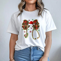 Festive Stethoscope Bow Shirt, Christmas Nurse T-Shirt, Adorable RN Holiday Graphic Tee, Nursing Student Christmas Shirt, Medical Worker Present