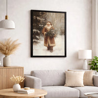 Brown Coat Woodland Forest Santa Canvas, Vintage Santa Claus Wall Art, Rustic Christmas Wall Decor, Nostalgic Holiday Winter Canvas Print