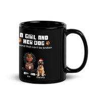 Custom Girl and Dog Illustration Coffee Mug, Personalized Dog Mom Mug, Adorable Pet Lover Ceramic Mug, Holiday Christmas Present for Dog Mom