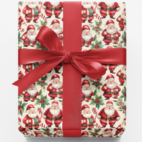 Retro Candy Cane Wrapping Paper, Vintage Santa Christmas Wrapping Paper, Nostalgic Holiday Gift Wrap, Classic Christmas Present Paper