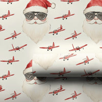 Airplane Christmas Gift Wrap, Aviator Santa Wrapping Paper, Vintage Pilot Santa Wrapping Paper, Aviation Holiday Gift Wrap, Pilot Gift Wrap