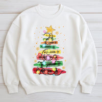 Art Teacher Holiday Crewneck, Christmas Crayon Tree Sweatshirt, Adorable School Staff Christmas Sweater, Festive Teacher Pullover, Educator Present